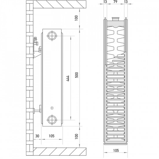 Сталевий радіатор Europroduct 22 x 500 x 900 (бокове підкл.) (EP4450)