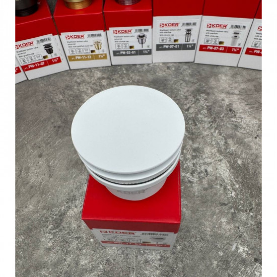 Донний клапан для раковини Koer PW-11-03 1 1/4''  універсальний (з/без перел) СLICK-СLACK (Колір бі