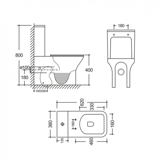 Унітаз-компакт Mixxus STYLE-0403-R 620х360х800mm, система змиву RIMLESS (MI6727)
