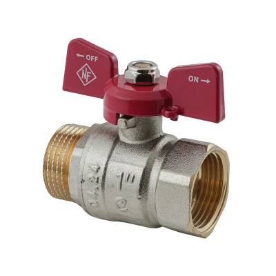 Кран кульовий Nolf classic NFC.721-10-1" FM ГШМ, ручка "метелик" червона (NF3128)