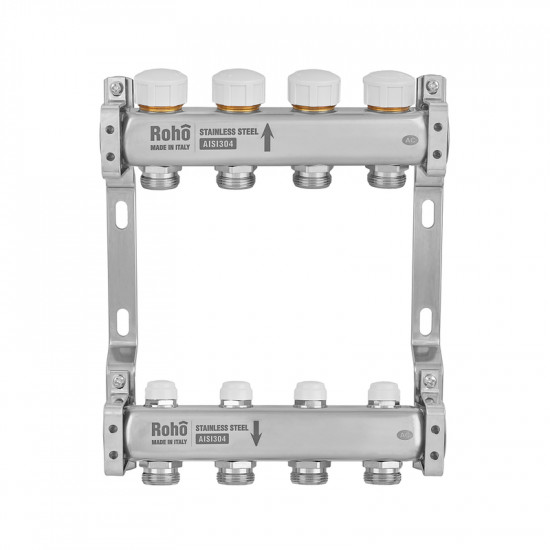 Колектор з термостатичними та запірними клапанами Roho R805-04M - 1"x 4 вих. (RO1044)