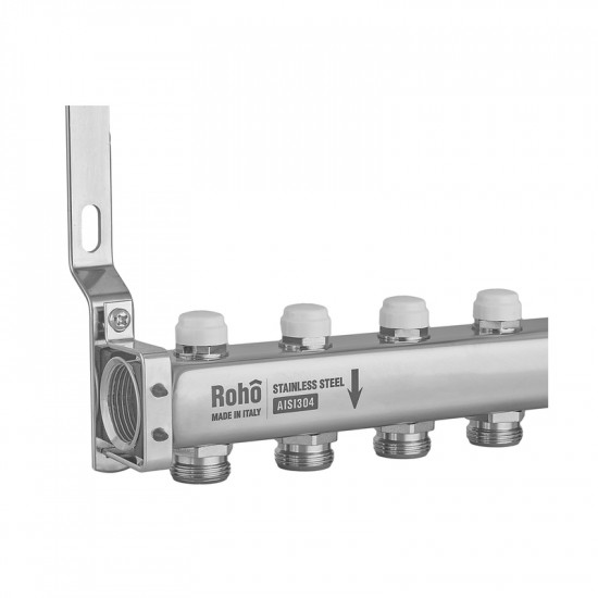 Колектор з термостатичними та запірними клапанами Roho R805-04M - 1"x 4 вих. (RO1044)