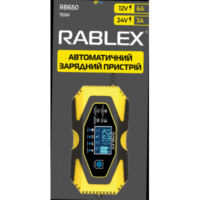Зарядний пристрій Rablex RB-620, 1100 W, 12/24 V, струм заряда 6 A (60002)
