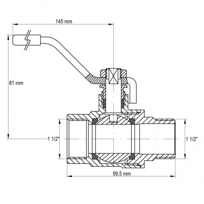 Кран кульовий KOER KR.215.G - 1 1/2" FM ГШВ YELLOW, ручка "важіль" жовта (KR0126)