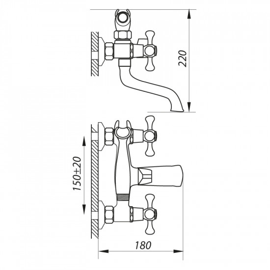Змішувач для ванни Zerix DAK 722 (ZX3035)