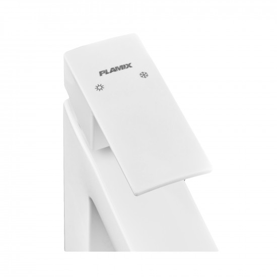 Змішувач для умивальника Plamix Kubus-001 SET White (з підведенням) (PM0671) Змішувач для умивальника Plamix Kubus-001 SET White (з підведенням) (PM0671)