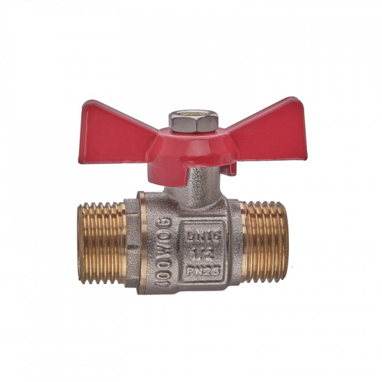 Кран кульовий ШШМ, ручка "метелик" червона Waterpro WP608-15MMW - 1/2" MMW (WP2916)