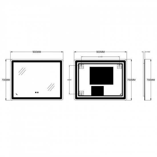 Дзеркало Zerix Mirra MR05-90x70-REVERSE з LED Touch, Anti-fog, димером, регулятором яскравості (ZX6059)