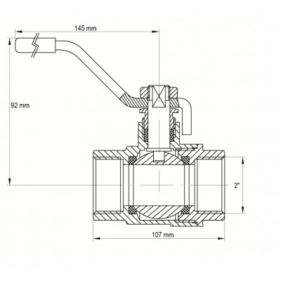 Кран кульовий KOER KR.214.G - 2" FF ГГВ YELLOW, ручка "важіль" жовта (KR0137)