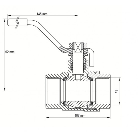 Кран кульовий KOER KR.214.G - 2" FF ГГВ YELLOW, ручка "важіль" жовта (KR0137)