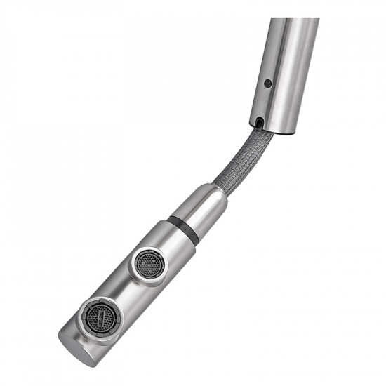 Кухонний змішувач на дві води Zerix LUX-024 з висувною лійкою (нерж. сталь) (ZX5555)