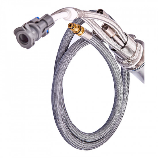 Кухонний змішувач на дві води Zerix LUX-024 з висувною лійкою (нерж. сталь) (ZX5555)