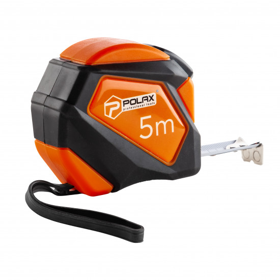 Рулетка Polax вимірювальна будівельна гумова нейлонове покриття автостоп 5 м х 19 мм (29-015)