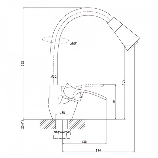 Змішувач для кухні з силіконовим виливом Zerix YUT 279 Reflector White (колір виливу білий) (ZX5988