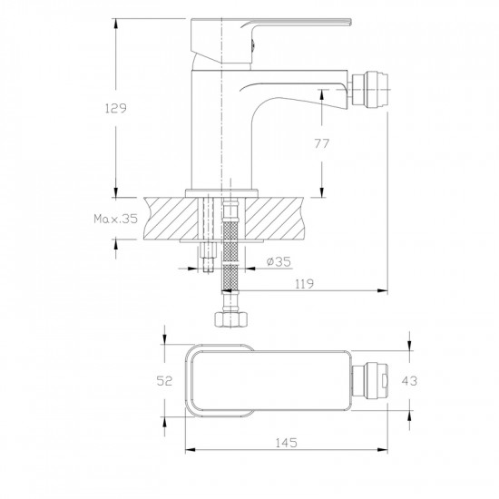 Змішувач для біде Haiba Kubus 002 (HB0796)