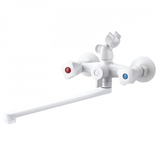 Смеситель для ванны PLAMIX OMEGA-140 EURO SET WHITE (со шлангом, лейкой и кронштейном) (MX9579)