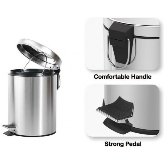 Відро для сміття кругле Zerix Solo-TC0105 SS Color 5 л колір нержавійка (ZX5897)