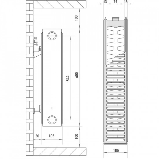 Сталевий радіатор Europroduct 22 x 600 x 1200 (бічне під'єднання) (EP6169)