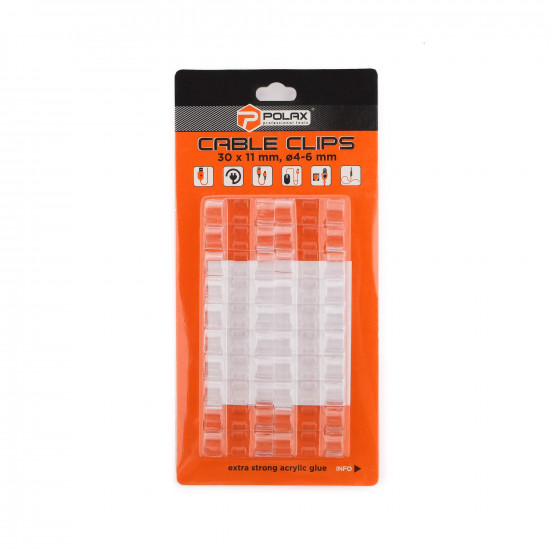 Кліпса кабельна Ø4-6 мм Polax самоклеюча 30х11 мм, 20 шт (37-173)