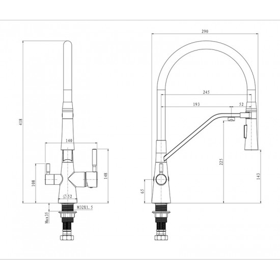 Змішувач для кухні Mixxus Premium Magnet 021 SS COLOR REFL.GREY (MI6976)