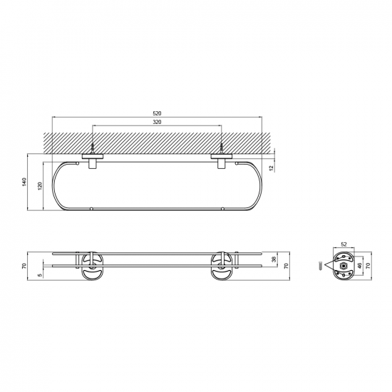Полиця у ванну скляна Zerix AFB-0121-1 (ZX5043)
