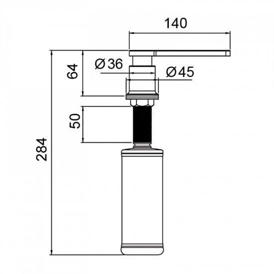Дозатор для жидкого мыла врезной KOER SDB-03-05 цвет черный (300 мл) (KR5633)