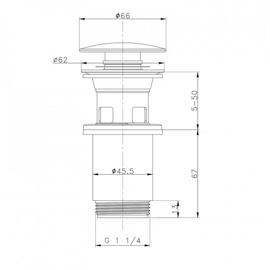 Донний клапан для раковини Zerix BV-01 1 1/4'' з переливом автоматичний СLICK-СLACK (Колір хром) (Z
