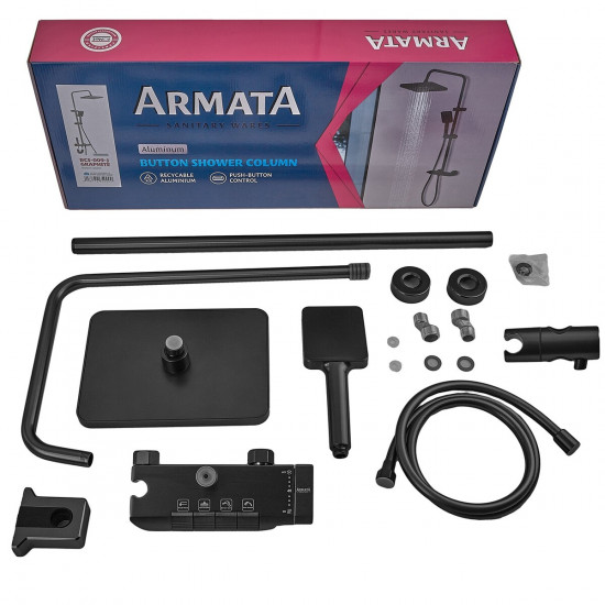 Душова колона Armata BCF-009-J Black зі змішувачем з кнопковим перемикачем, 3 режими (CH6506)