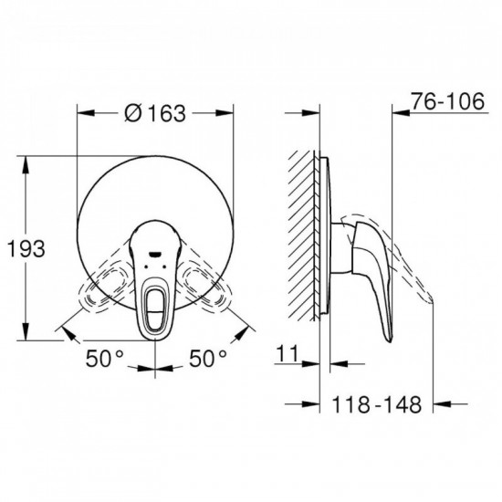 Змішувач для душу прихованого монтажу Grohe Eurostyle (19507LS3)