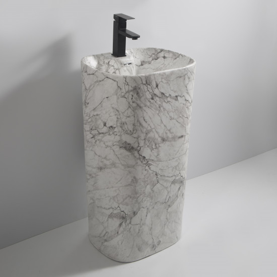 Раковина моноблок MIXXUS PREMIUM DIVERSE-1101 MARBLE 460х380х840mm с отверстием под смеситель и переливом