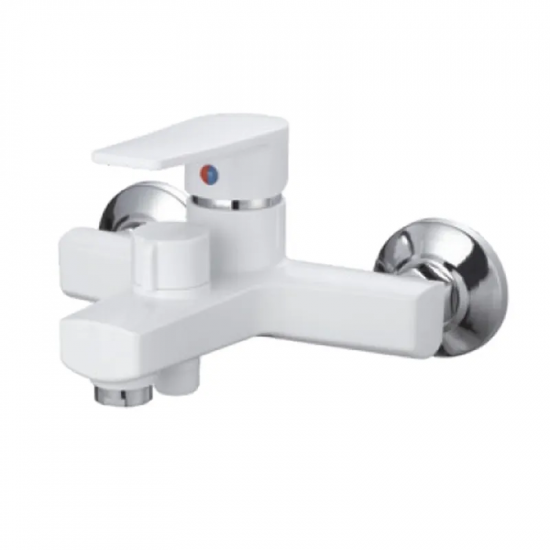 Змішувач для ванни PLAMIX OSCAR-009 EURO SET WHITE (зі шлангом, лійкою та кронштейном) (PM0699)