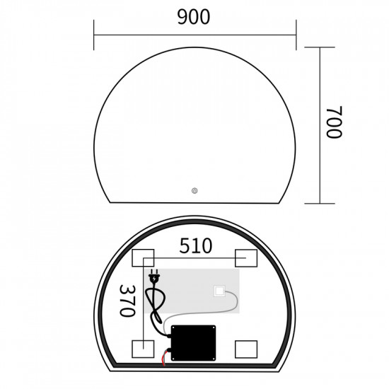 Зеркало Mixxus Premium TOPPER MS01-90x70-REVERSE (LED Touch, Anti-fog, димер (3-6,5kK)) (MP6632)