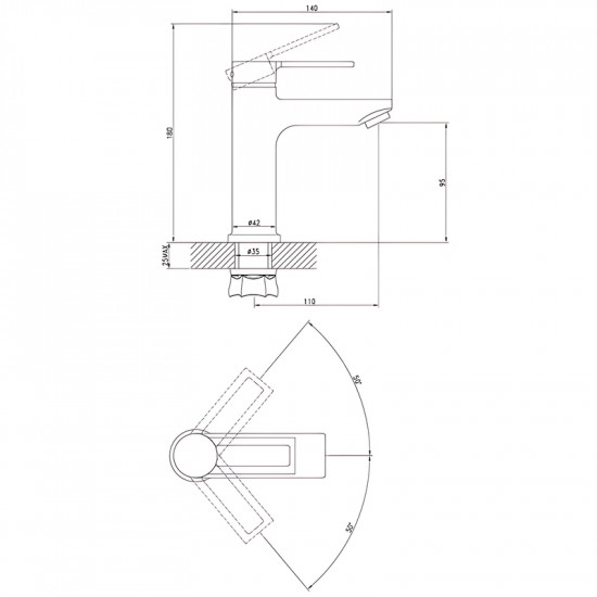 Змішувач для умивальника Zerix NEL1-125 (ZX5979)
