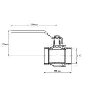 Кран шаровый Koer KR.214 - 2-1/2" FF ГГР (ручка "рычаг" красная) (KR4950)