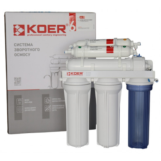 Система зворотного осмосу з мінералізатором KOER KV-92 6 ступенів, мембрана 75 галон (KR5328)