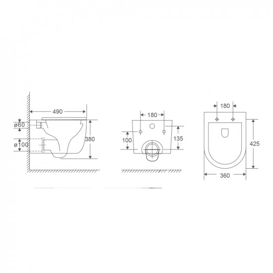 Унітаз підвісний Mixxus Premium TOPPER-0302-T3 490х360х380mm, система змиву TORNADO 3.0 (MP6599)