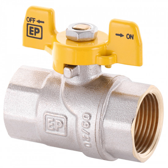 Кран кульовий Europroduct EP.121 - 3/4" FF ГГМ YELLOW, ручка "метелик" жовта (EP2931)