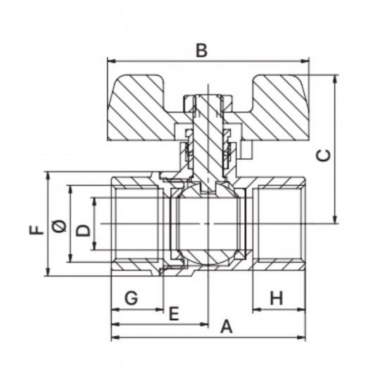 Кран кульовий Europroduct EP.121 - 3/4" FF ГГМ YELLOW, ручка "метелик" жовта (EP2931)