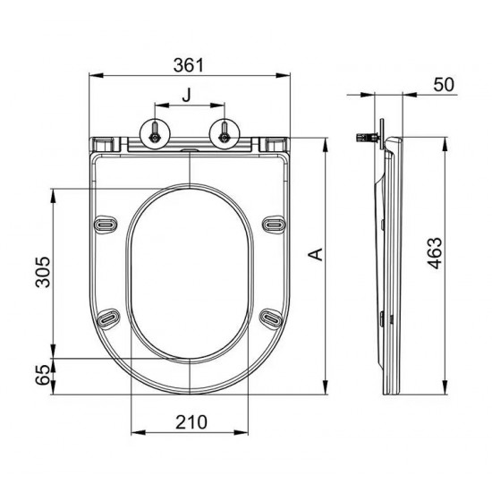 Сидіння-кришка для унітазу Mixxus Premium SEAT COVER ELLIPSE-BEVEL-WAVE-2001 з мікроліфтом 463х361х