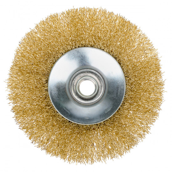 Щітка конусна 115 мм, для УШМ, М14, гофр. пров., латунована Polax (54-168)