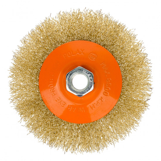 Щітка конусна 115 мм, для УШМ, М14, гофр. пров., латунована Polax (54-168)