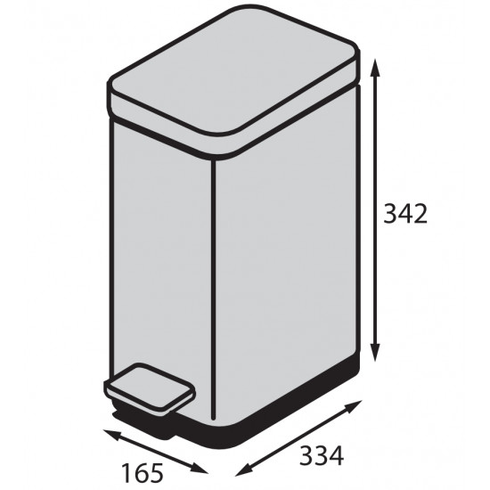 Ведро для мусора с плавным закрытием прямоугольное Koer TC-010210-02 10 л цвет нержавейка (KR5597)