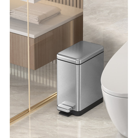 Ведро для мусора с плавным закрытием прямоугольное Koer TC-010210-02 10 л цвет нержавейка (KR5597)