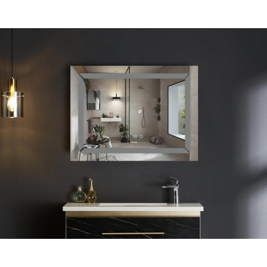 Дзеркало Mixxus Light MR01-90x70 (годинник, LED-підсвічування, антизапотівання) (MI5999)