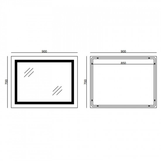 Дзеркало Mixxus Light MR01-90x70 (годинник, LED-підсвічування, антизапотівання) (MI5999)