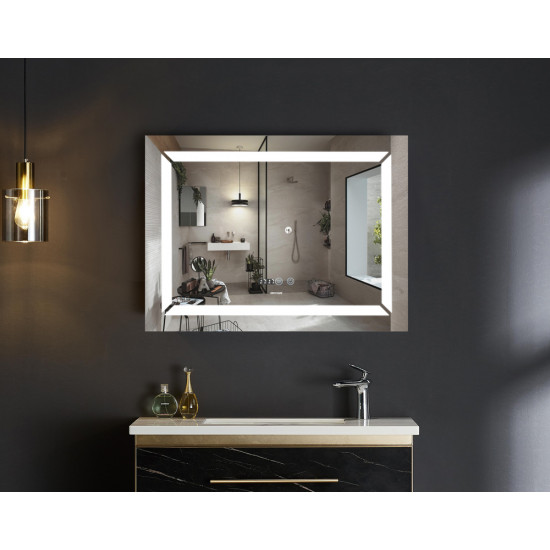 Дзеркало Mixxus Light MR01-90x70 (годинник, LED-підсвічування, антизапотівання) (MI5999)