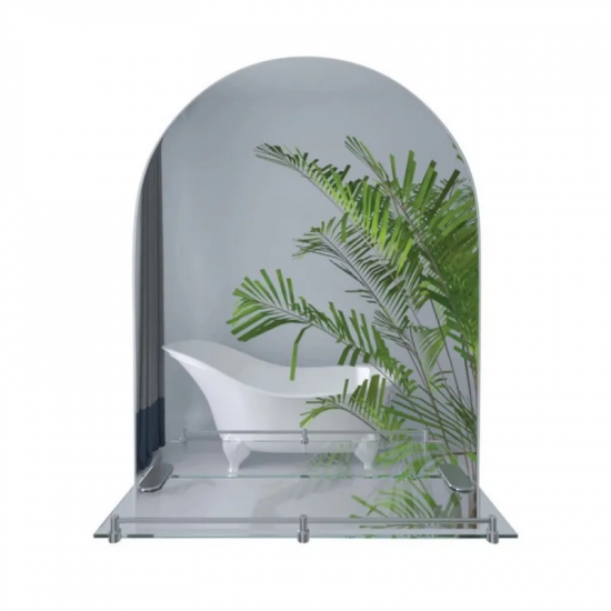 Зеркало настенное Zerix LAGUNA MRZ03-450x600x110 прямоугольное с дугообразной верхней частью и полкой (ZX562)