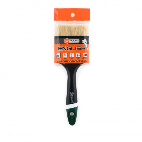 Пензель флейцевий Polax 2,5" тип "Англійська" професійна, змішаний ворс, пластикова ручка (10-004)