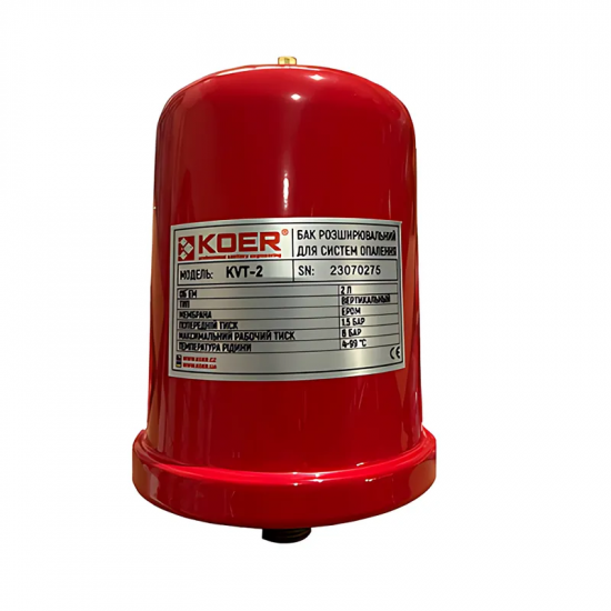 Бак розширювальний для системи опалення (вертикальний) Koer KVT-2 2л. 1/2" EPDM (KP3149)