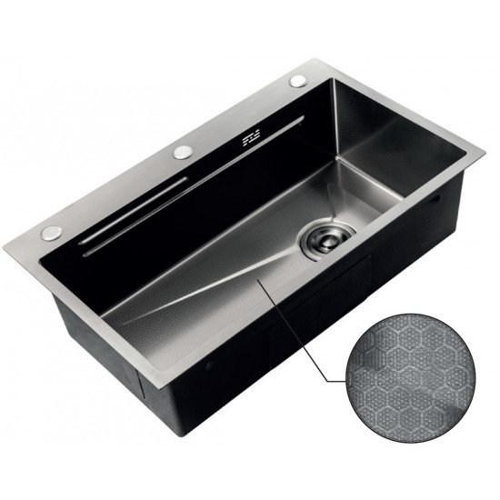 Мойка Zerix ZH7545-SET-05 DECOR NANO-BLACK (3.0/0.8) из нержавеющей стали, комплект (графит) (ZM5582) Мойка Zerix ZH7545-SET-05 DECOR NANO-BLACK (3.0/0.8) из нержавеющей стали, комплект (графит) (ZM5582)